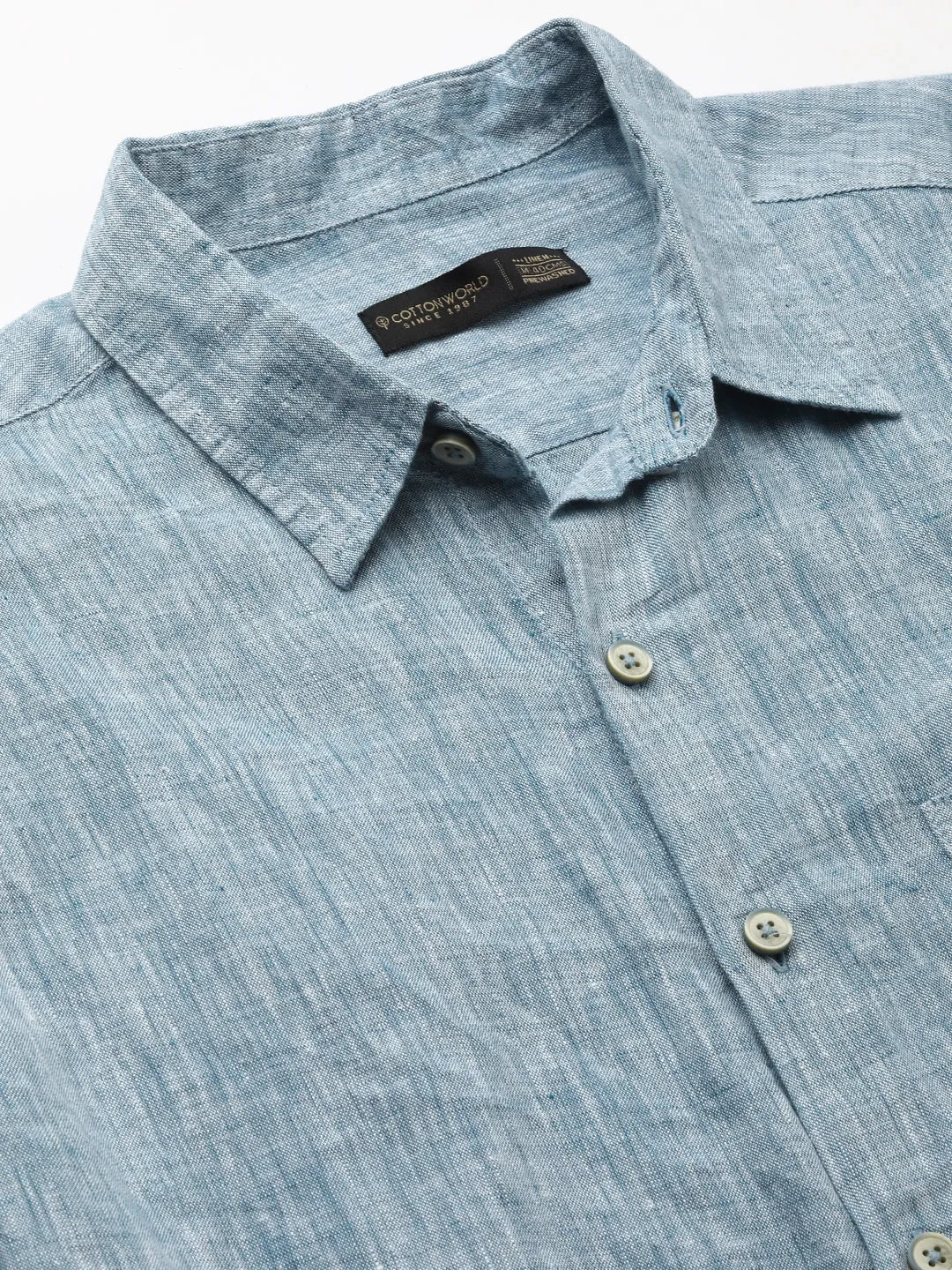 Men's Dk Blue 100% Linen Regular Fit Shirt