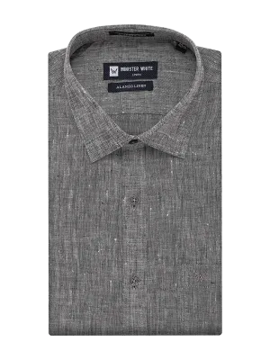 Mens Pure Linen Regular Fit Black Colour Shirt Alanzo Linen