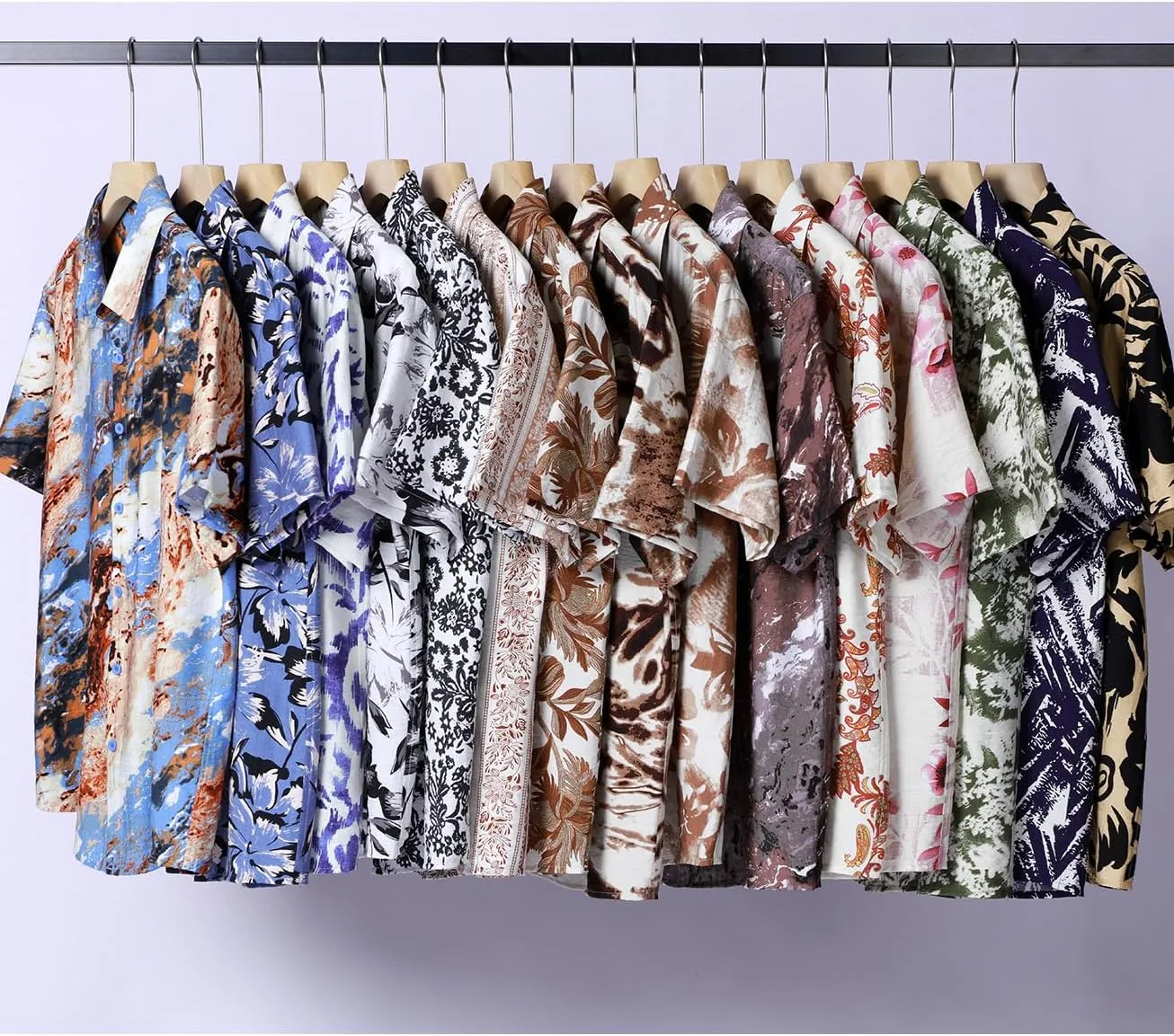 Men's Stylish Casual Printed Short Sleeve Button Down Shirts Summer Vacation Beach Tropical Hawaiian Shirt