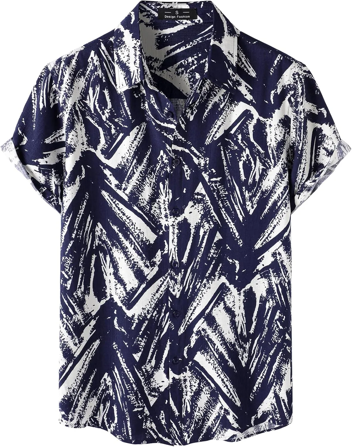Men's Stylish Casual Printed Short Sleeve Button Down Shirts Summer Vacation Beach Tropical Hawaiian Shirt