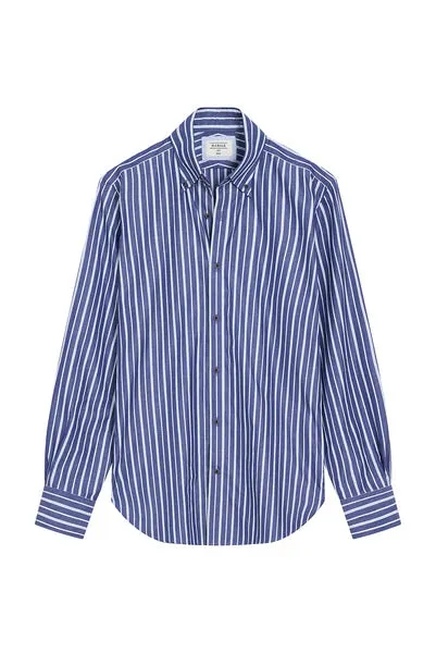 M.J. Bale - Rohde Poplin Shirt - Stripe - Navy/Sky
