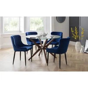 Pair of Luxe Velvet Dining Chairs Blue/Black