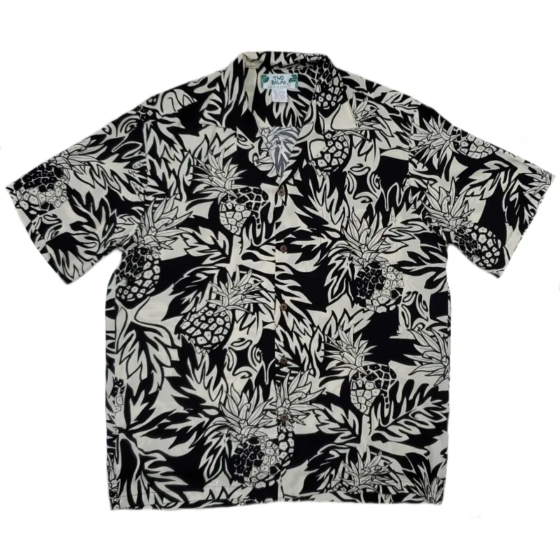 Pineapple Print Hawaiian Shirt | Black