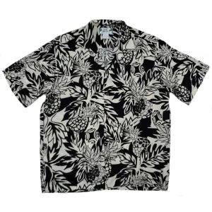 Pineapple Print Hawaiian Shirt | Black