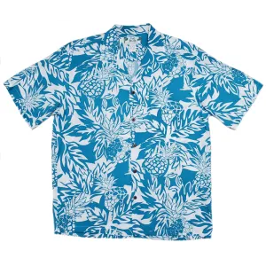 Pineapple Print Hawaiian Shirt | Blue