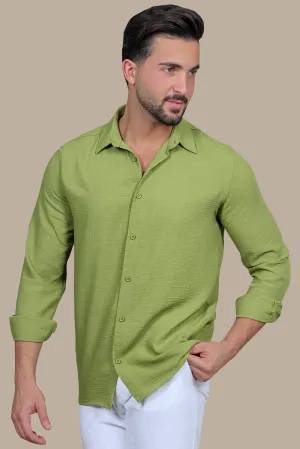 Pistachio Perfection: Linen Long Sleeve Shirt