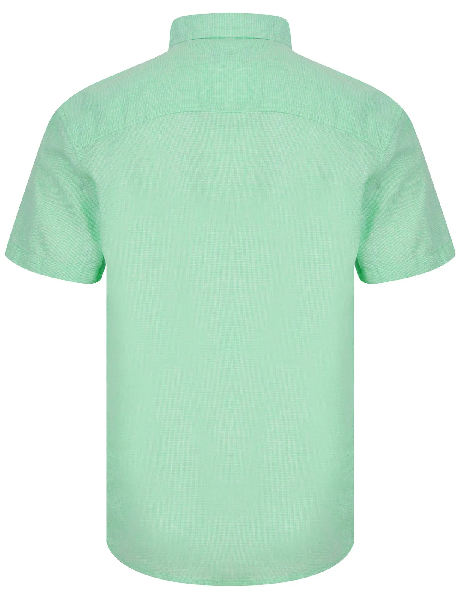 Portree Gingham Check Short Sleeve Cotton Linen Blend Shirt in Spearmint - Kensington Eastside
