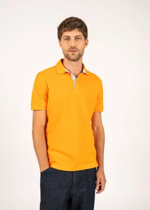 Rayan polo shirt in cotton stretch - pique knit, embroidered (TANGERINE)