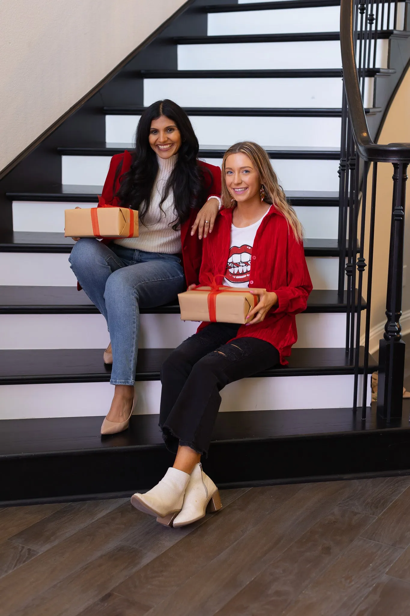 Red Velvet Button Up Top