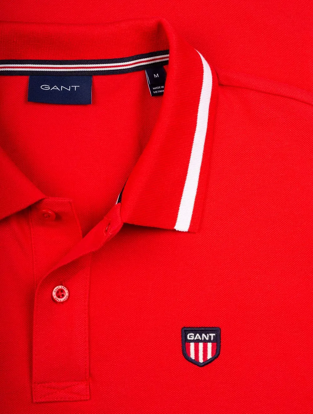 Retro Shield Short Sleeve Pique Polo Bright Red