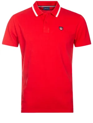 Retro Shield Short Sleeve Pique Polo Bright Red