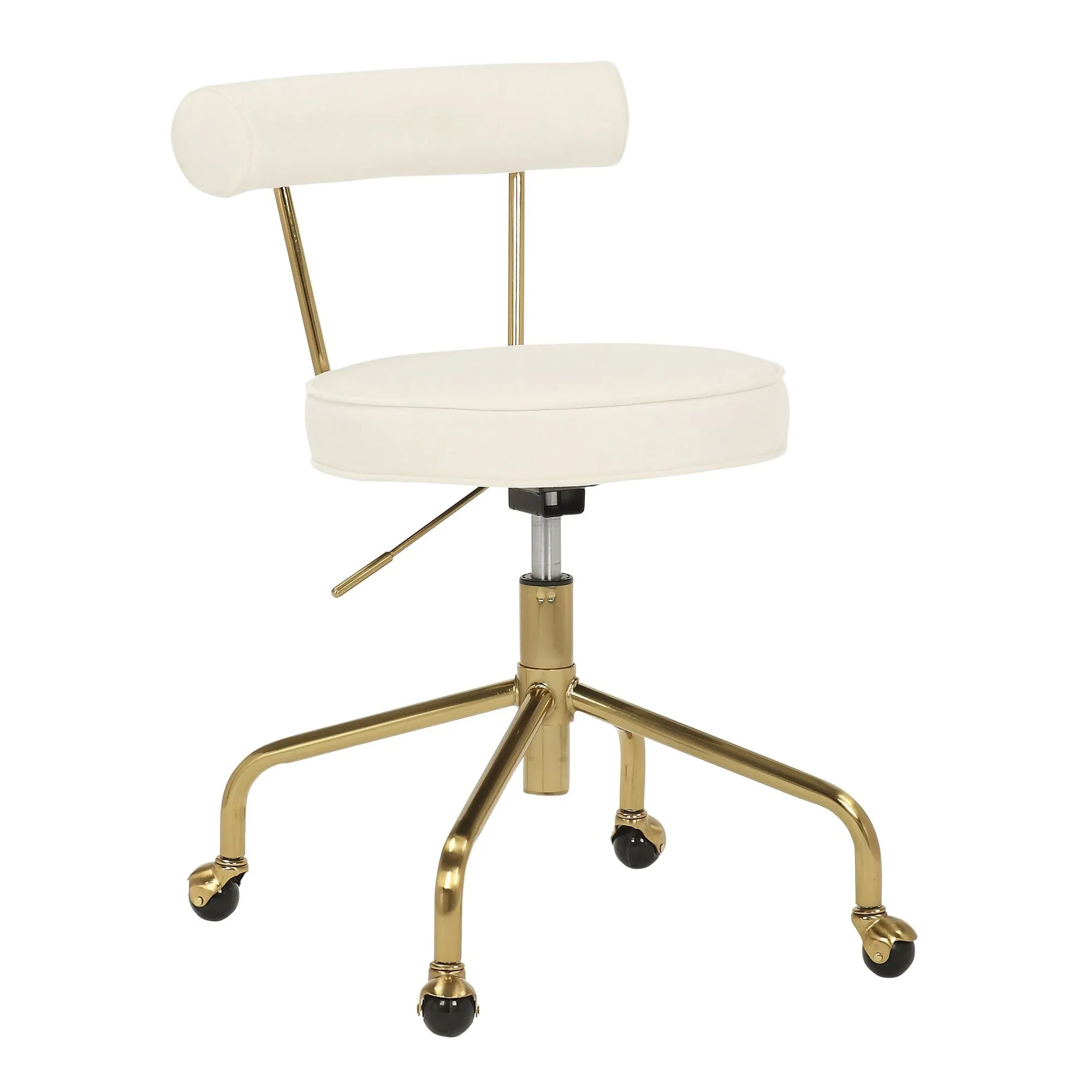 Rhonda Contemporary/Glam Task Chair in Gold Steel and Cream Velvet by LumiSource