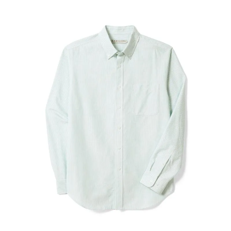 R.M.Williams Regular Button Down Collar Mens Shirt - Green/White