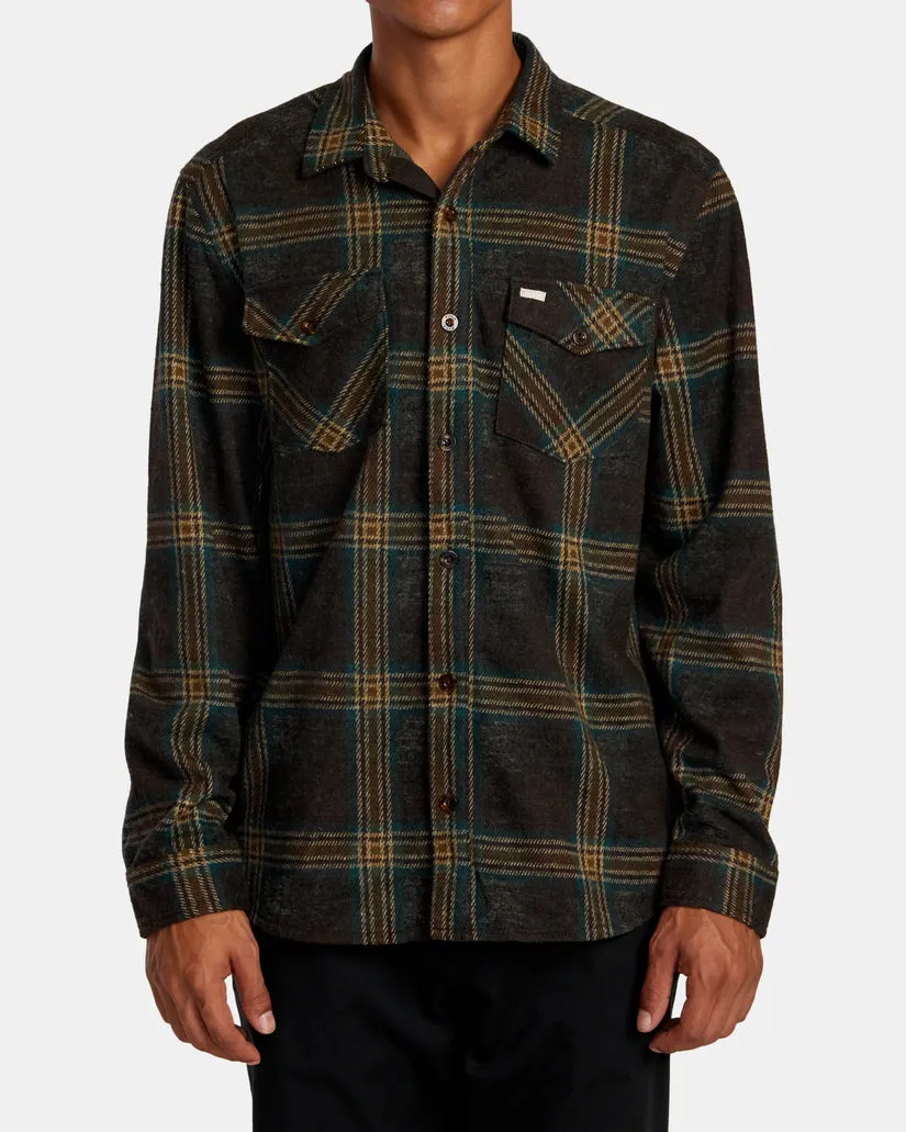 RVCA VACANCY LONG SLEEVE TOP - CHOCOLATE