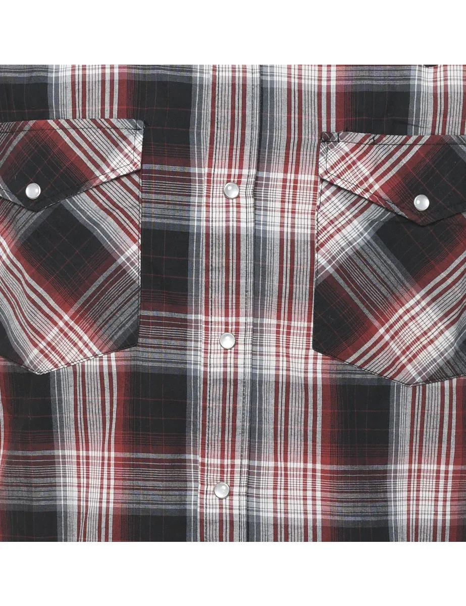 Short Sleeve Grey & Red Checked Shirt - XL
