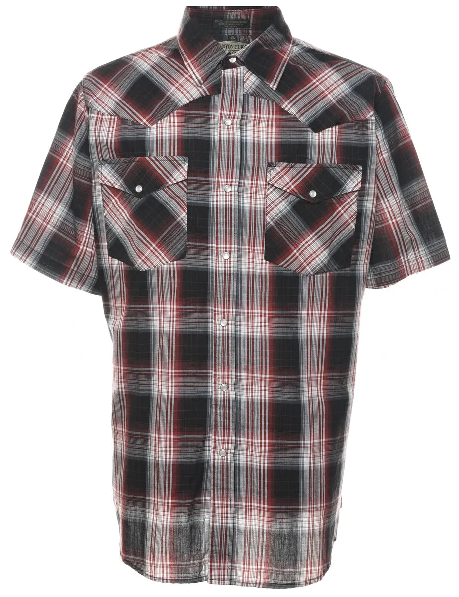 Short Sleeve Grey & Red Checked Shirt - XL