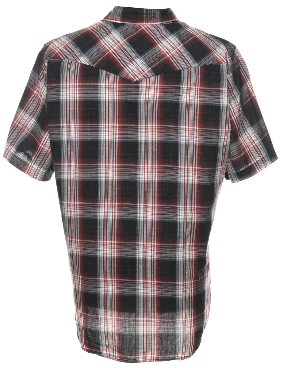 Short Sleeve Grey & Red Checked Shirt - XL