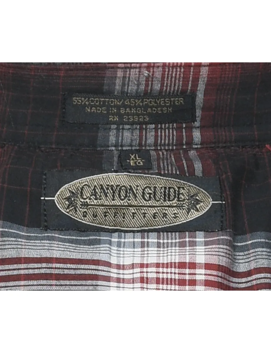 Short Sleeve Grey & Red Checked Shirt - XL