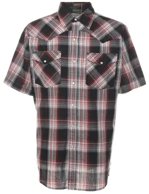 Short Sleeve Grey & Red Checked Shirt - XL