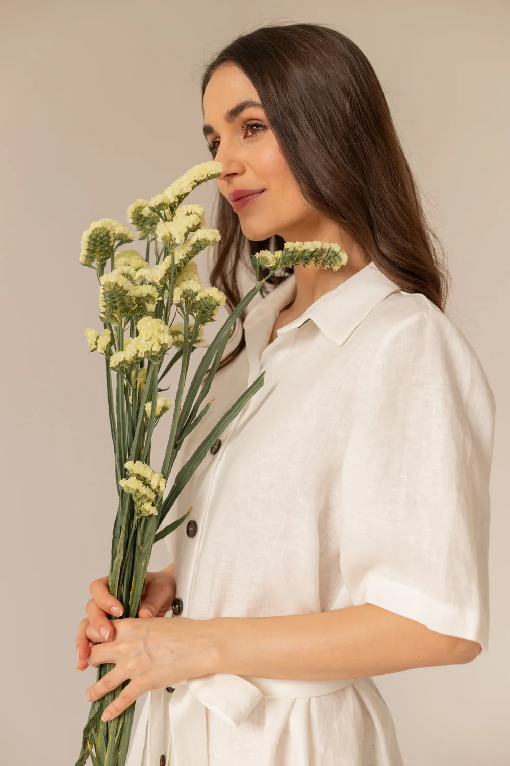 Soleil Linen Dress Ecru