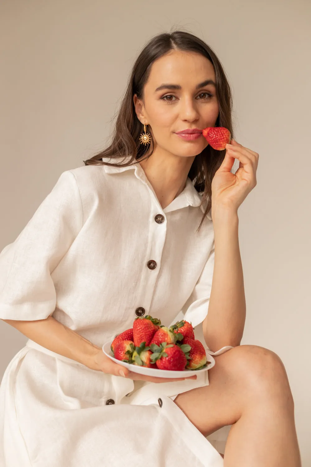 Soleil Linen Dress Ecru