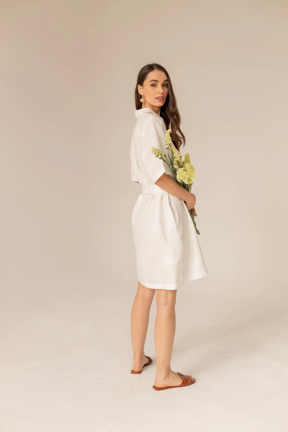 Soleil Linen Dress Ecru