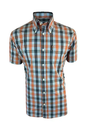 Trojan Check SS Shirt With Free Matching Pocket Square TC/1034 Powder Blue - 065