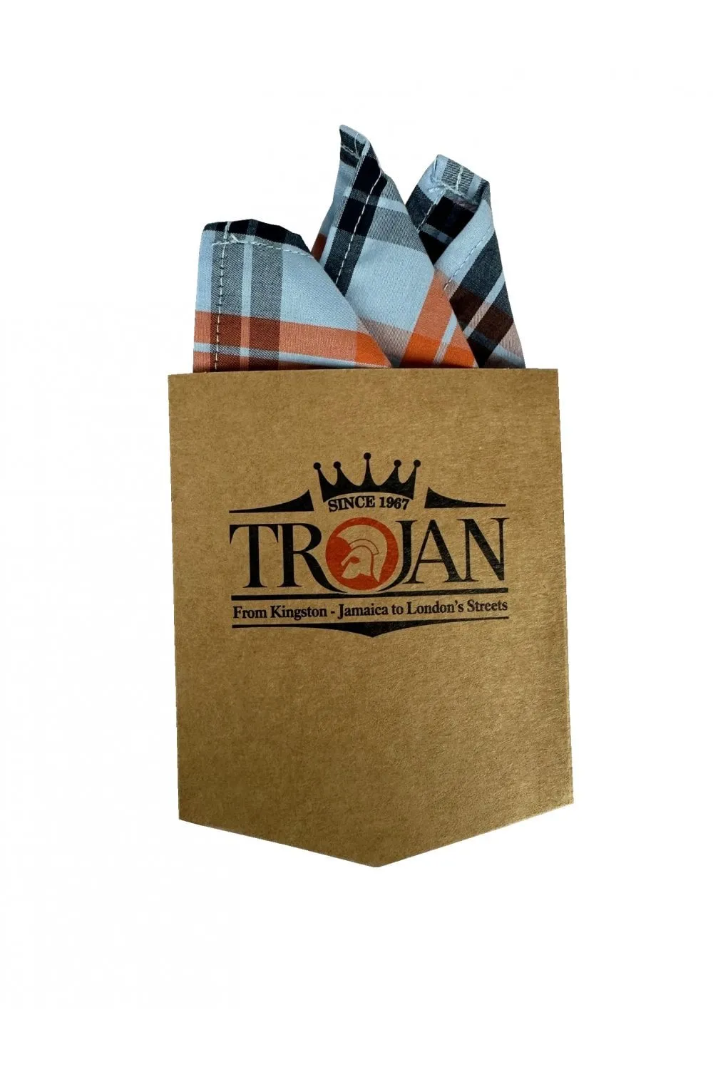 Trojan Check SS Shirt With Free Matching Pocket Square TC/1034 Powder Blue - 065