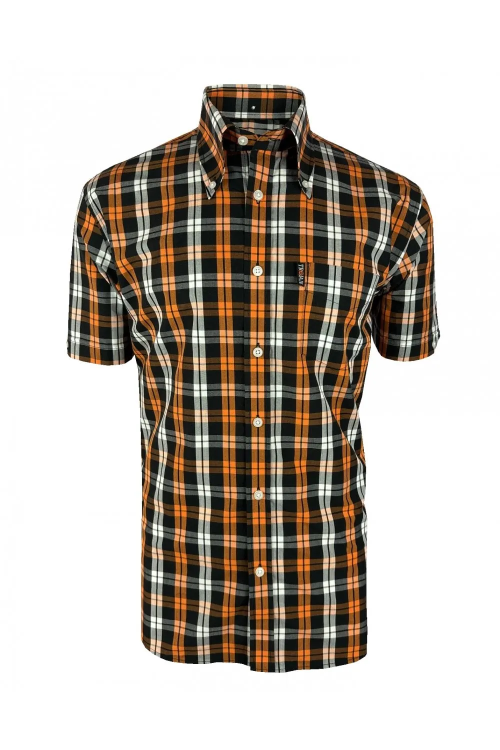 Trojan Check SS Shirt With Free Matching Pocket Square TC/1034 Trojan Orange - 289
