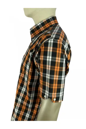 Trojan Check SS Shirt With Free Matching Pocket Square TC/1034 Trojan Orange - 289