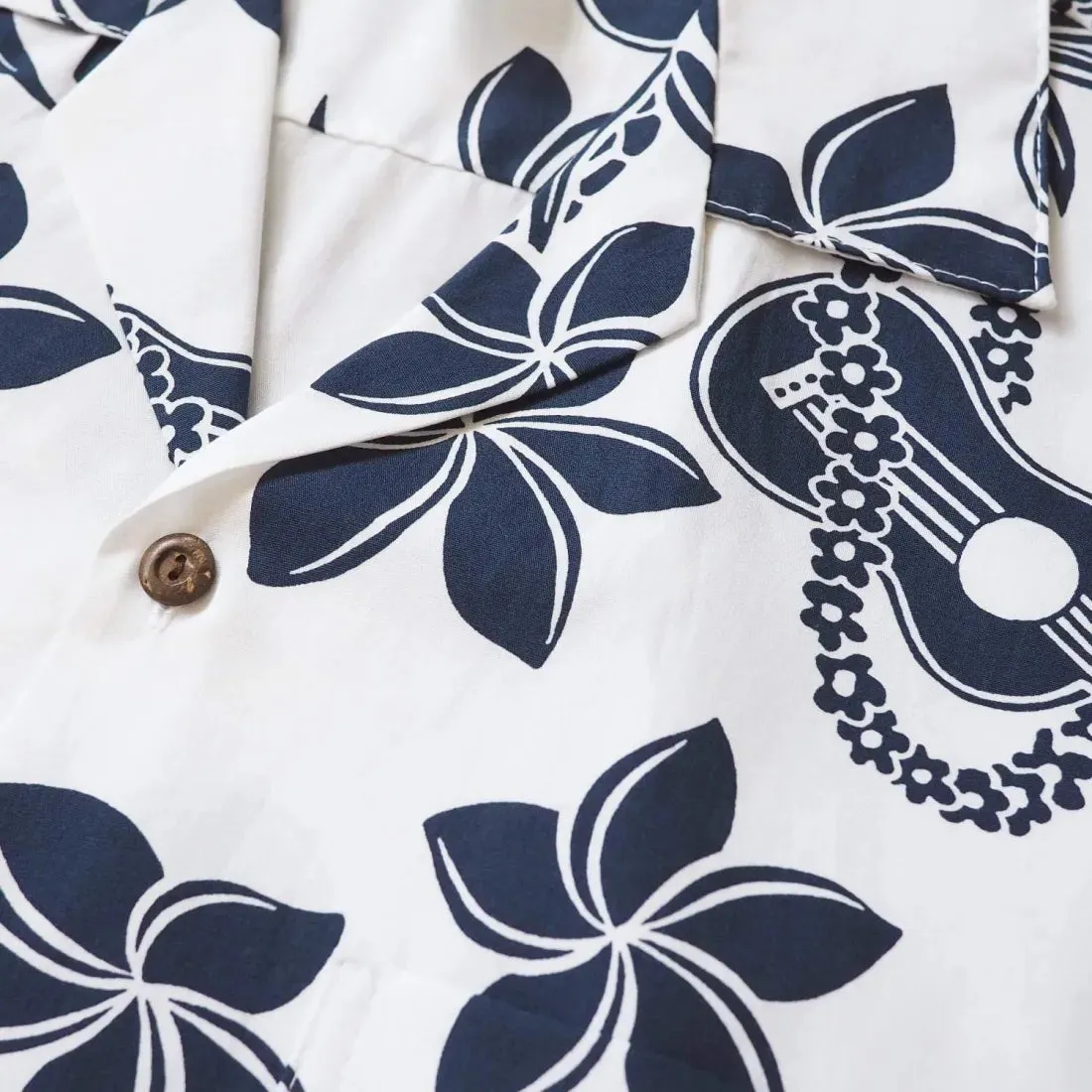 Ukulele Fun White Hawaiian Cotton Shirt