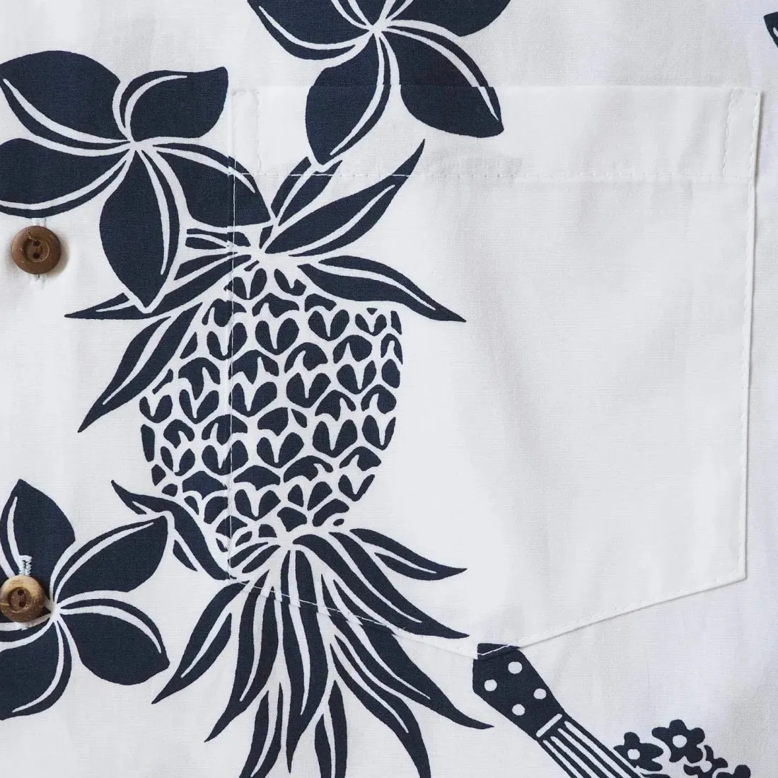 Ukulele Fun White Hawaiian Cotton Shirt