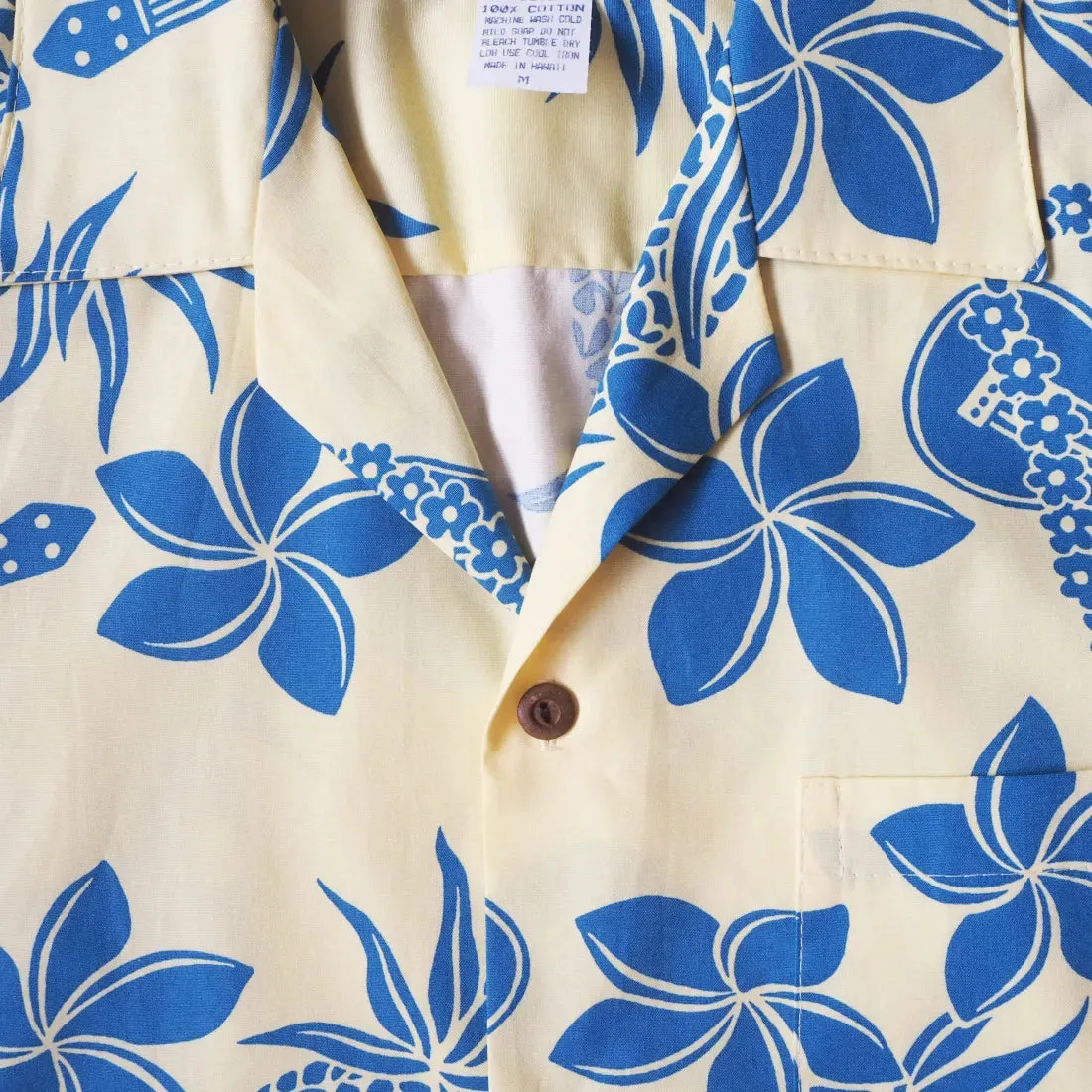 Ukulele Fun Yellow Hawaiian Cotton Shirt