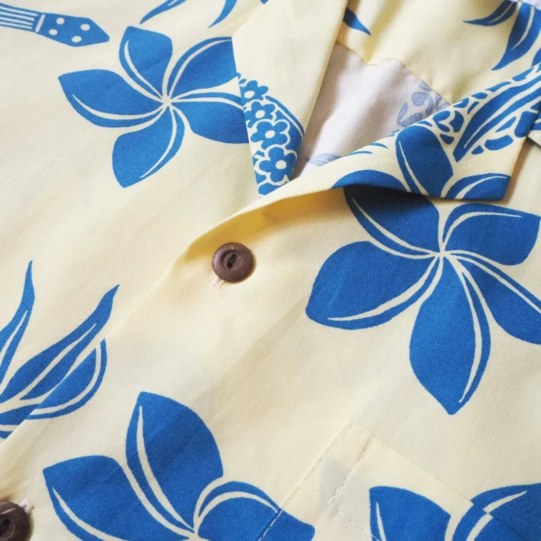 Ukulele Fun Yellow Hawaiian Cotton Shirt