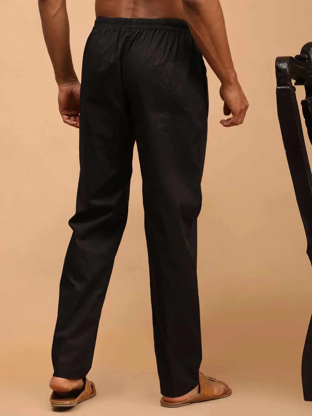 VASTRAMAY Men's Black Cotton Pant Style Pyjama