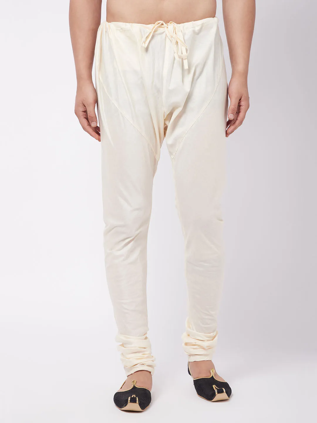 VASTRAMAY Men's Cream Viscose Pyjama