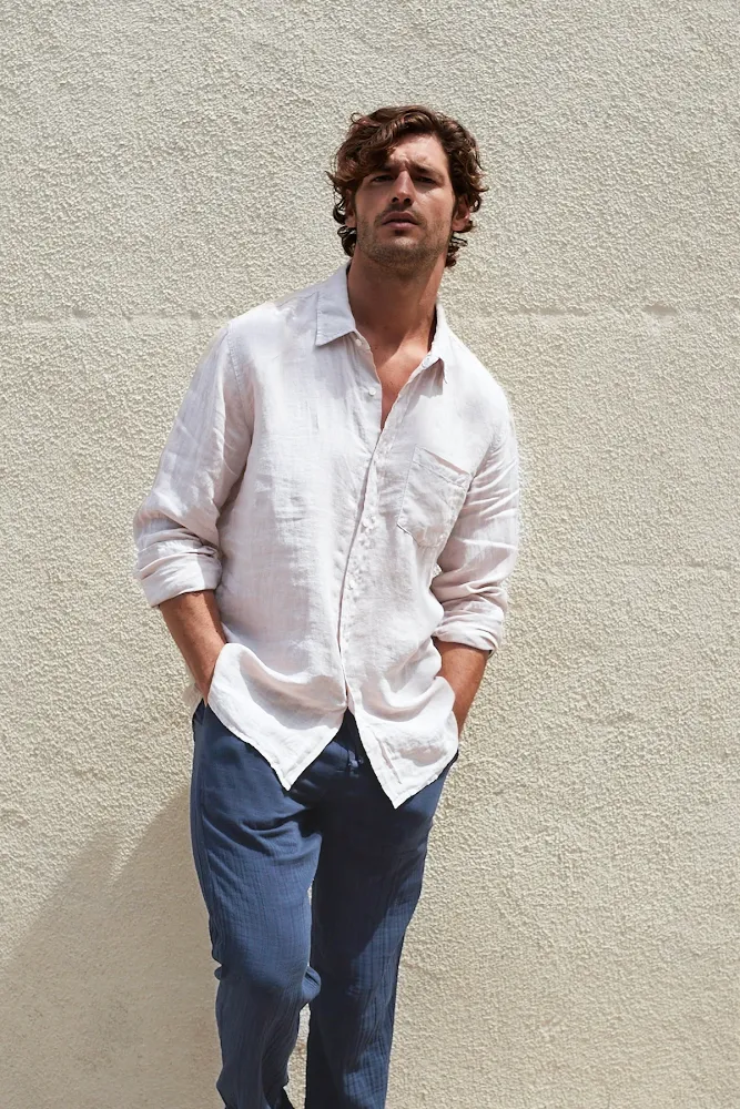 Velvet Benton Linen Button-Up Shirt in White