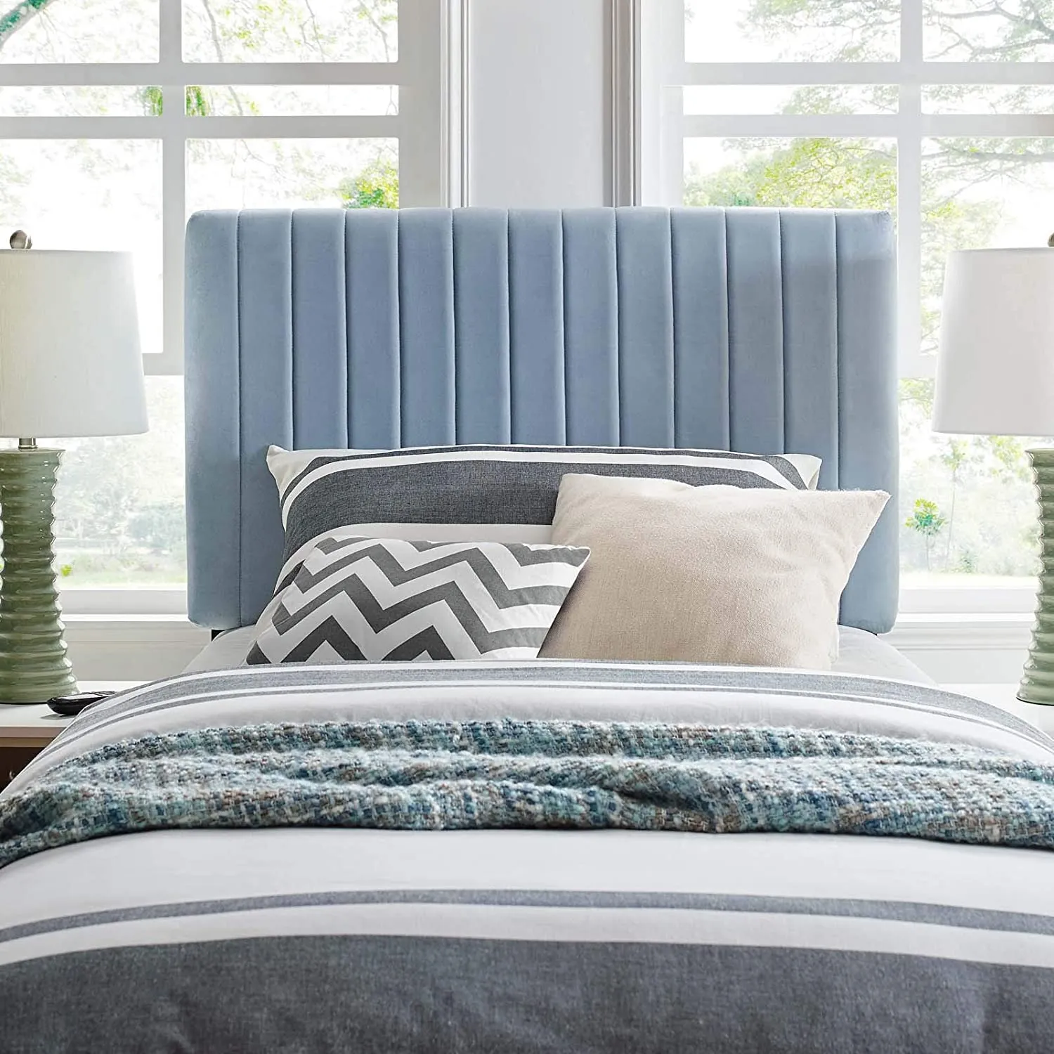 Velvet Light Blue Headboard