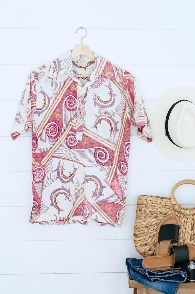 Vintage Novelty Print Hawaiian Fish Shirt