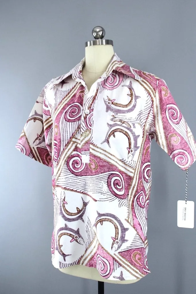 Vintage Novelty Print Hawaiian Fish Shirt