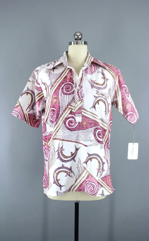 Vintage Novelty Print Hawaiian Fish Shirt