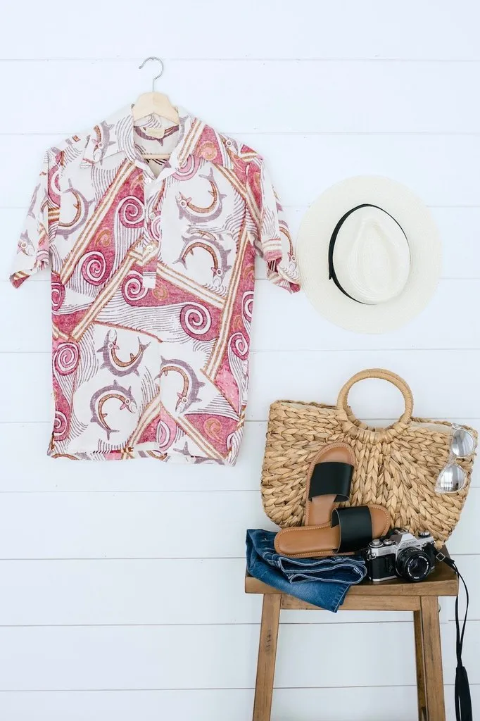 Vintage Novelty Print Hawaiian Fish Shirt