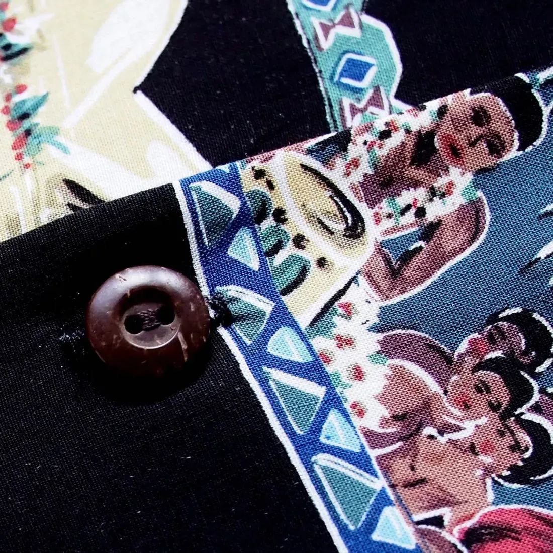 Vintage Portraits Black Hawaiian Rayon Shirt