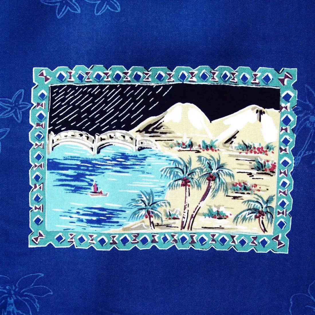 Vintage Portraits Blue Hawaiian Rayon Shirt