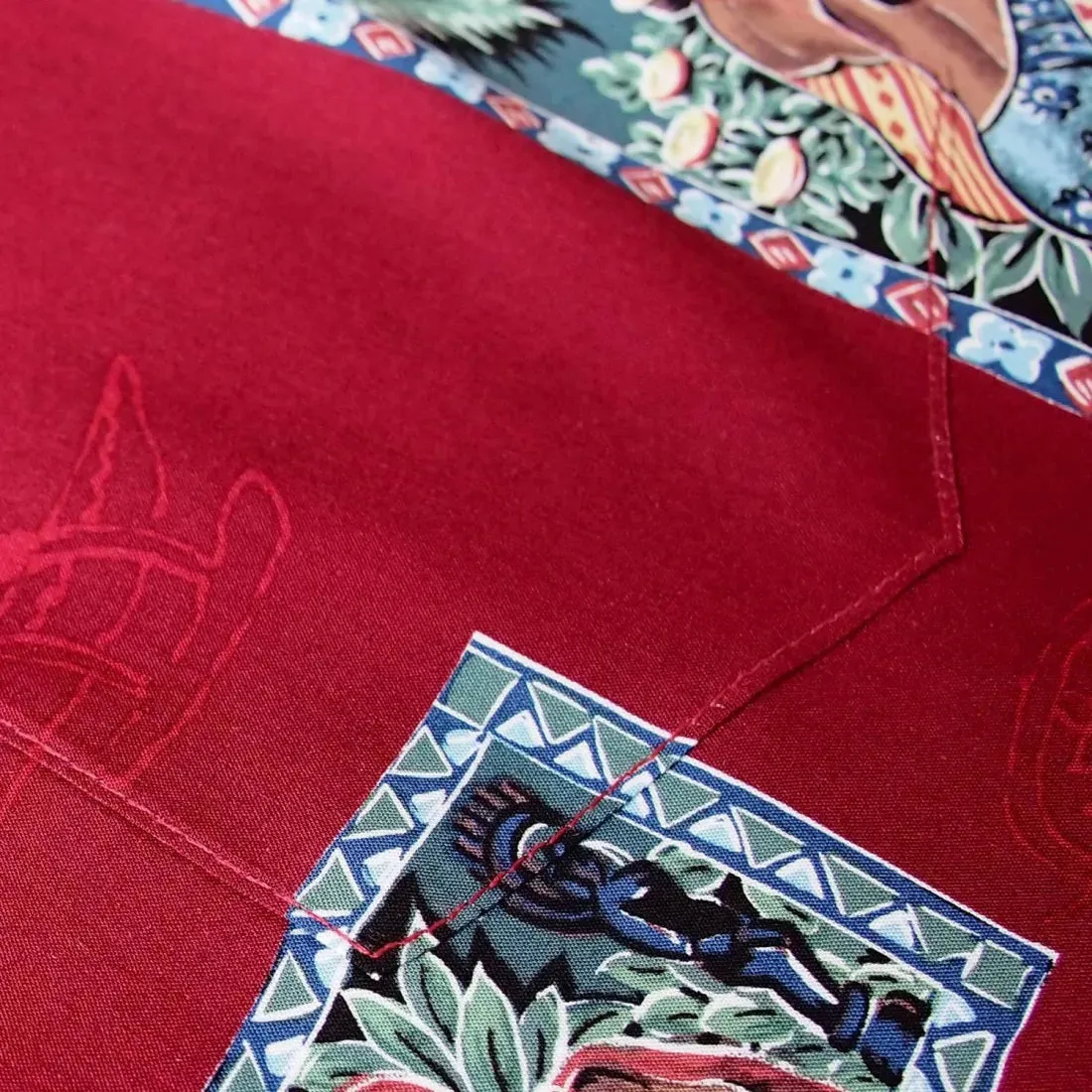 Vintage Portraits Red Hawaiian Rayon Shirt