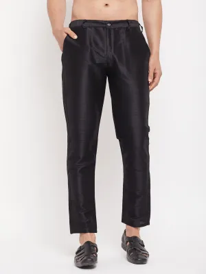 VM By VASTRAMAY Men's Black Silk Blend Pant Style Pyjama