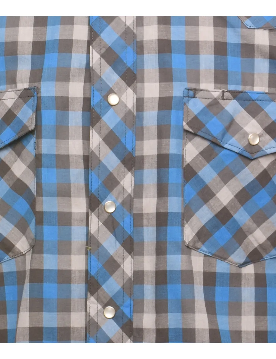 Wrangler Grey & Blue Checked Shirt - M