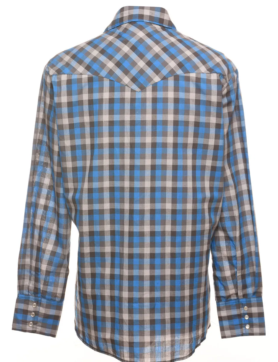Wrangler Grey & Blue Checked Shirt - M