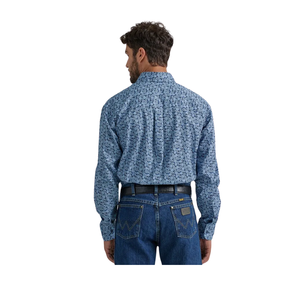 Wrangler Men's George Strait  Paisely Blue Shirt