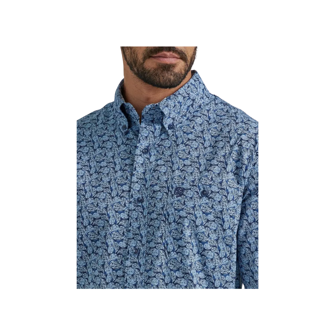 Wrangler Men's George Strait  Paisely Blue Shirt